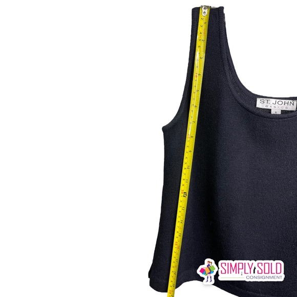 St. John Basics Women's Tank Top Sleeveless Black Knit Cotton Scoop Neck Sz S - Picture 7 of 10